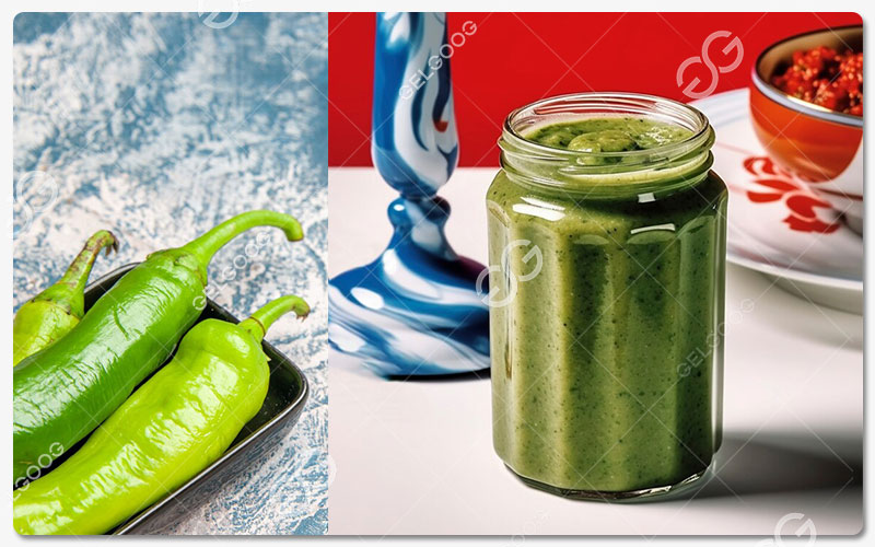 Forme D'Emballage De La Sauce Pimentée Verte